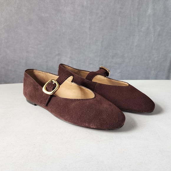 Madewell Mary Jane Flats Womens Size 7 Remy Brown Suede Leather Buckle Shoes - Picture 5 of 11